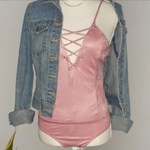 Mamacita Shimmer Pink Lace Bodysuit